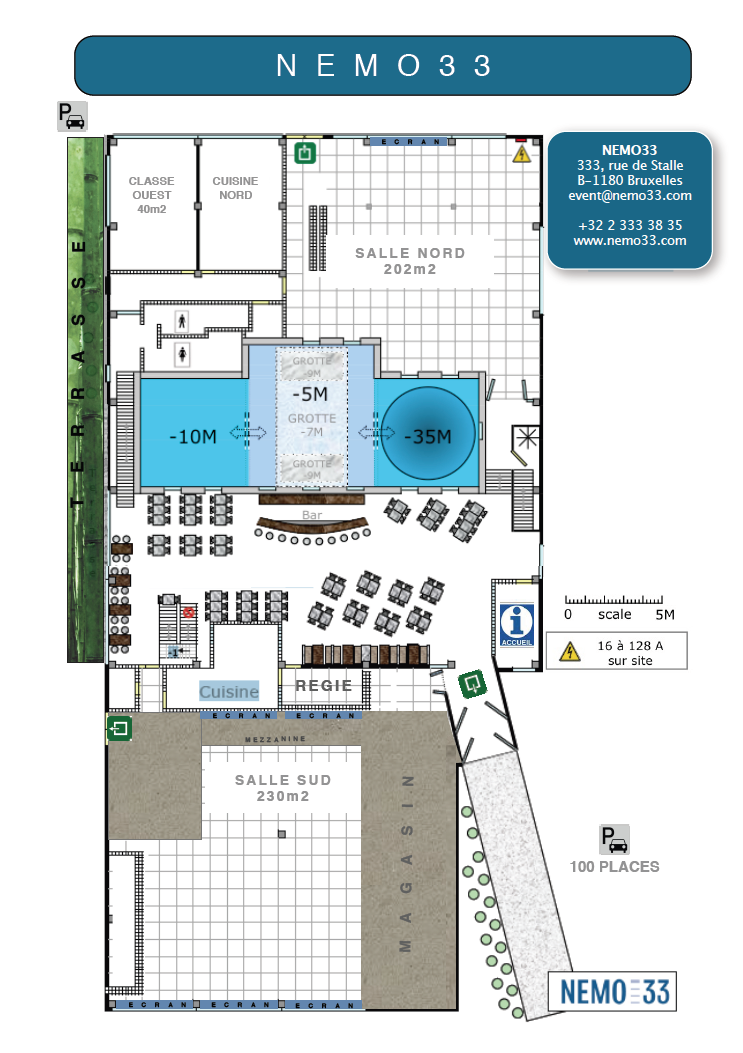 Plan des salles à louer à NEMO33 Bruxelles